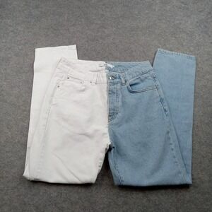 Adika Jeans Womens Medium Two Tone Colorblock Light Wash High Rise Mom Denim